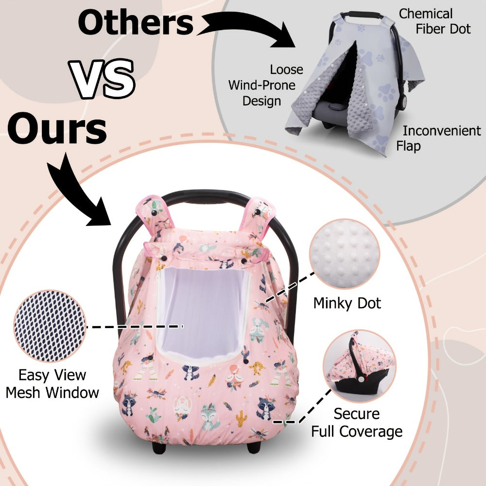 Baby Car Seat Cover - Beavtaens Minky Carseat Sover