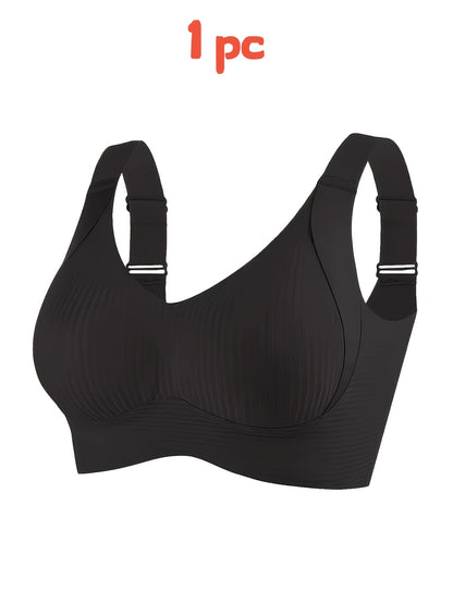 1/2Women's Seamless Wireless Bra - Comfortable, Thin Design, Suitable for Chest Sizes, Full Coverage, Anti Sagging Lifting, Black, Collar Style, Nylon Material, Hand Wash Or Dry Clean, Collar Bra | Smooth Silhouette | Elastic Nylon Fabric