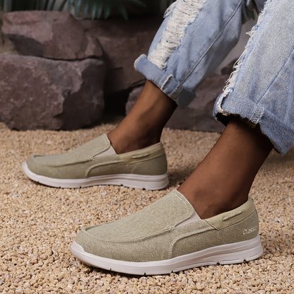 Men's Canvas Breathable Slip On Loafer Shoes Comfortable Walking Sneakers