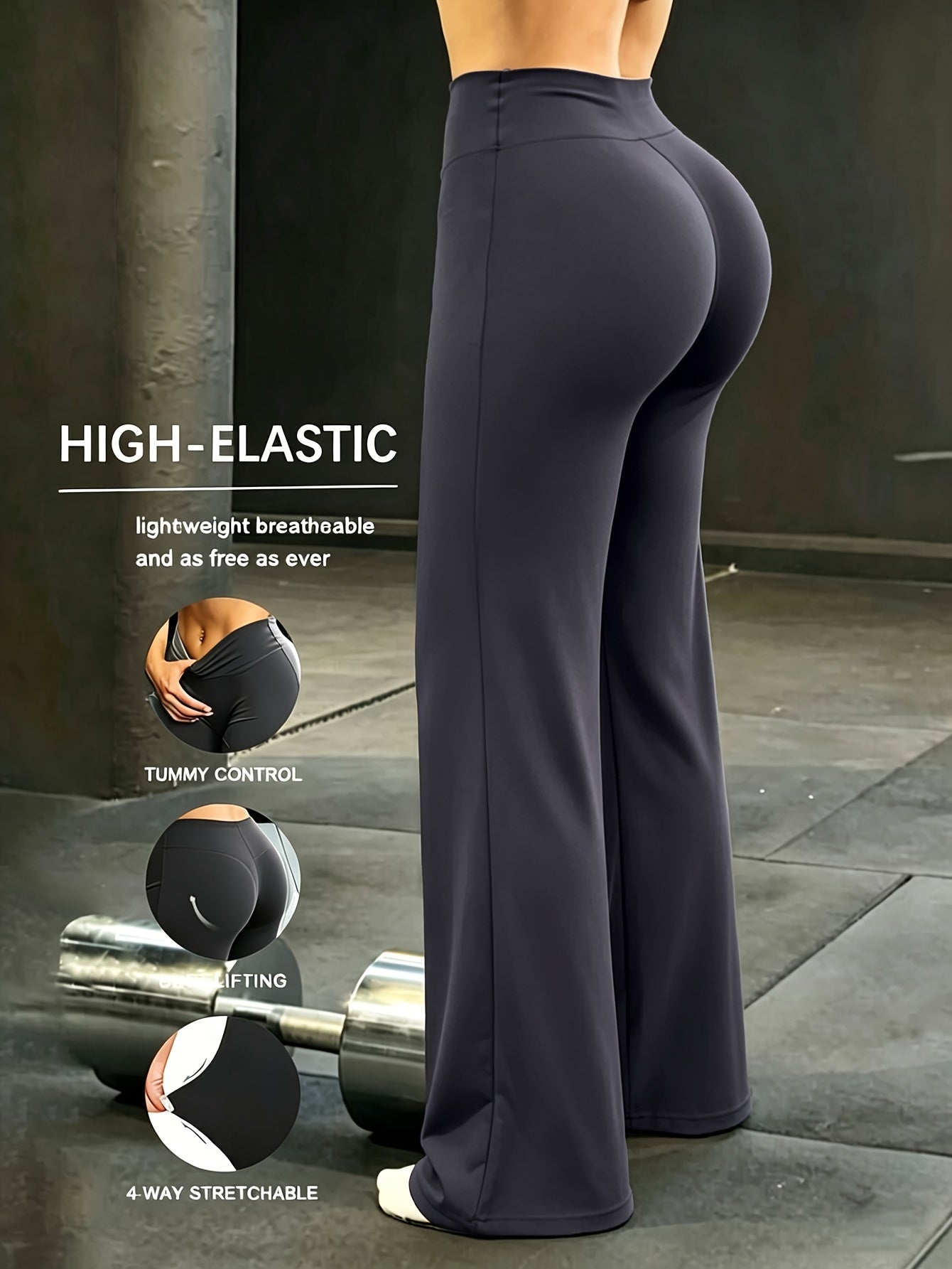 Women'S High-Waist Wide-Leg Pants, Summer Quick-Dry Pants, Casual Sports Long Pants With Elastic Waistband, Loose-Fit Solid Color, Spring/Summer New Arrival Women'S Casual French-Style Comfortable And Fashionable