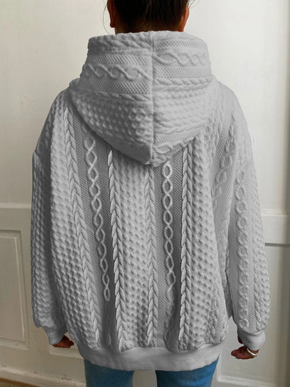 2025 Fall/Winter Hot! American Solid Color Cable Hoodie for Women, Loose Retro Top, Lazy Style, Versatile for Streetwear And Daily Wear