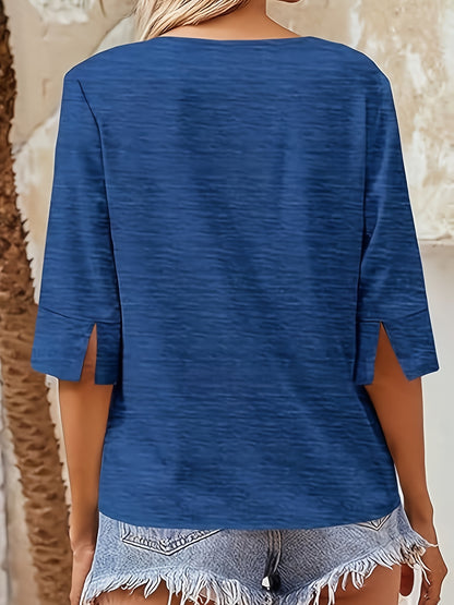 Women's V-neck Half Sleeve Loose Basic T-shirt