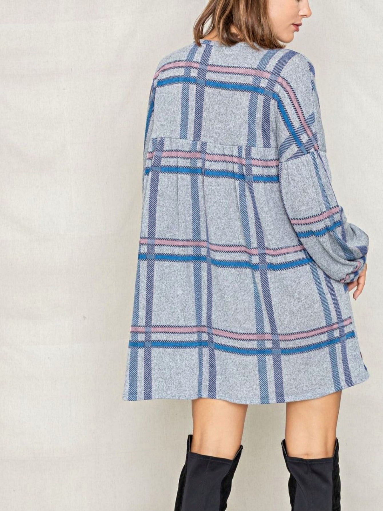 Light Grey Polyester Ruffle Tiered Dress - product view 28