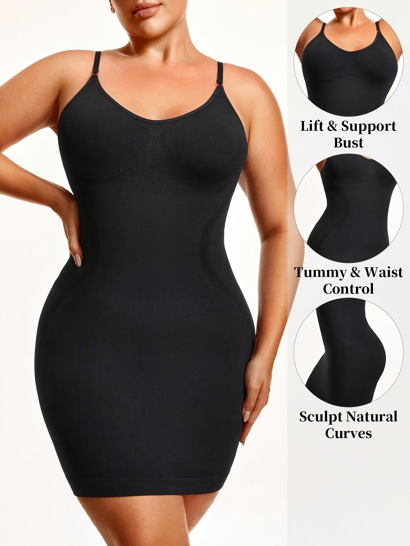 Plus-Size Body Shaper One-Piece Camisole Dress in Kardashian Style, Body Shaping And Toning, Lifting The Buttocks And Cinching The Waist, with Soft And Comfortable Fabric