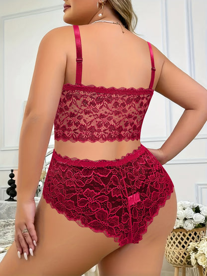 2pcs Set: Plus Size Women's Camisole & High-Waisted Panty Set