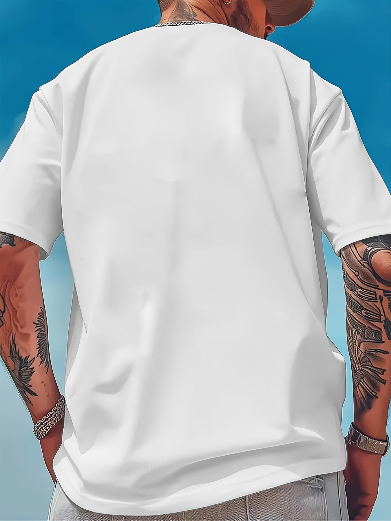 [Quick Dry T-Shirt] 5pcs Quick Dry Breathable Men's White T-Shirt - Round Neck-Heavy Cotton Short Sleeves, Lightweight Summer Sports Top, Suitable for Gym & Training, Machine Washable, Casual Wear