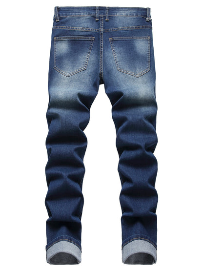 Two-pack Men's Ripped Jeans - Stretch, Ripped, Slim Fit, Comfort Flex - Denim Material - For Men - Suitable for Casual Wear - Perfect Gift for Fashionable Guys