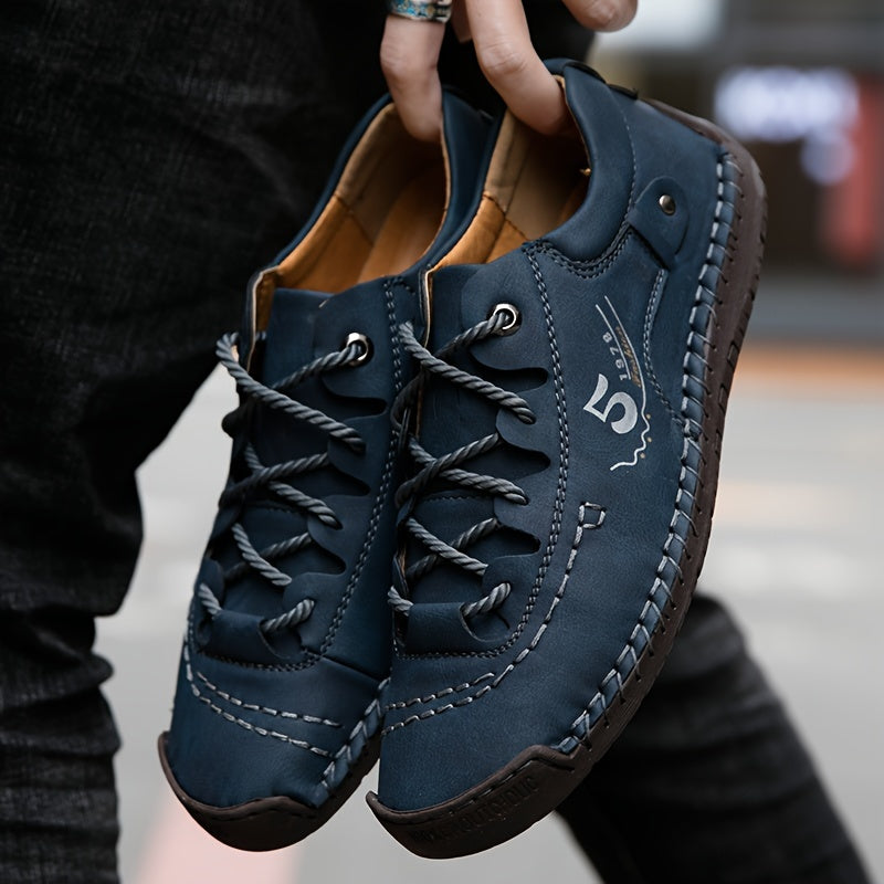Men'S Plus Size Outdoor Sports Fashionable Men'S Shoes, Classic Business Casual Shoes with Lace Up, Hand Sewn Men'S Shoes Are Very Suitable for Office Work, Casual British Style Business Men'S Shoes