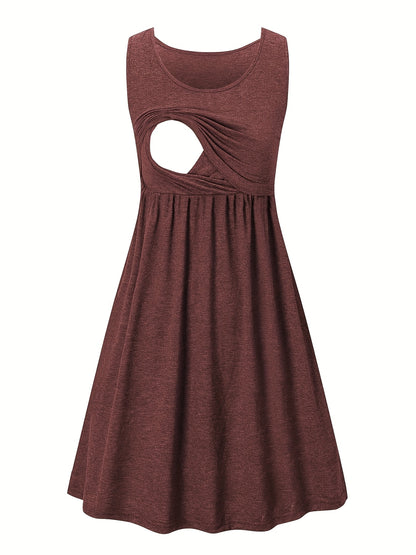 Women'S Maternity Casual Nursing Dresses Sleeveless Comfy Breastfeeding Dress