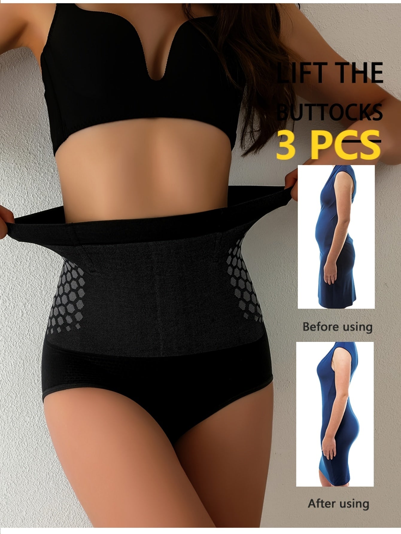 [Tummy Control Underwear] 3pcs High-Waist Tummy Control Underwear, -Burning Fabric, Seamless Weave, Soft And Comfortable, Firm Abdominal Support, Suitable for Postpartum, Shaping Waist And Hip Lift