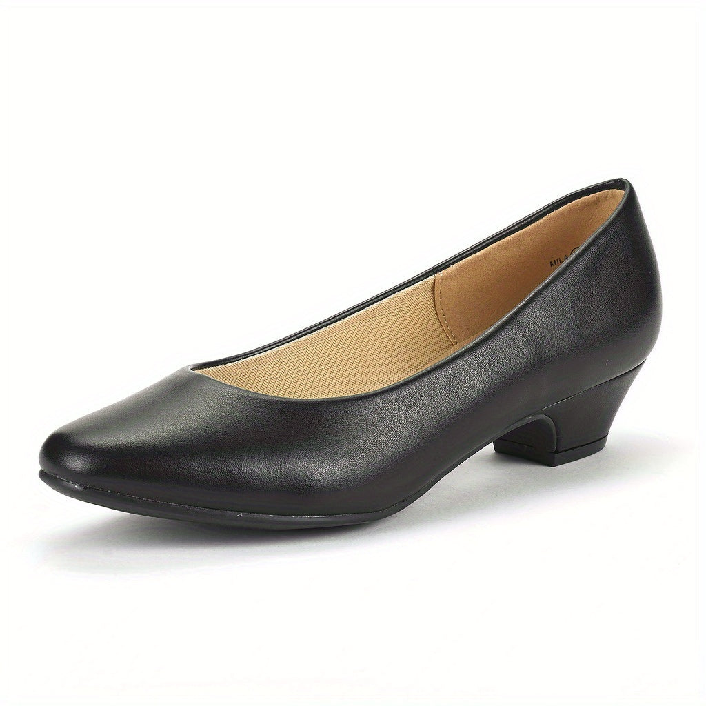 Classic Mila Low Chunky Heel Shoes for Women with a Closed Toe Design., Women Shoes