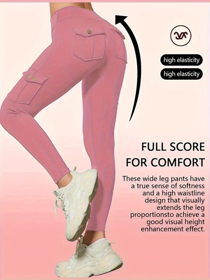 One Pair Of Women'S Slim Work Pants, With Multi-functional Pockets, High Elasticity. Aids In Tightening The Buttocks And Abdomen. Airtight Pants. Suitable For Outdoor, Home Use, Commuting, And Local Warehouse Direct Delivery.