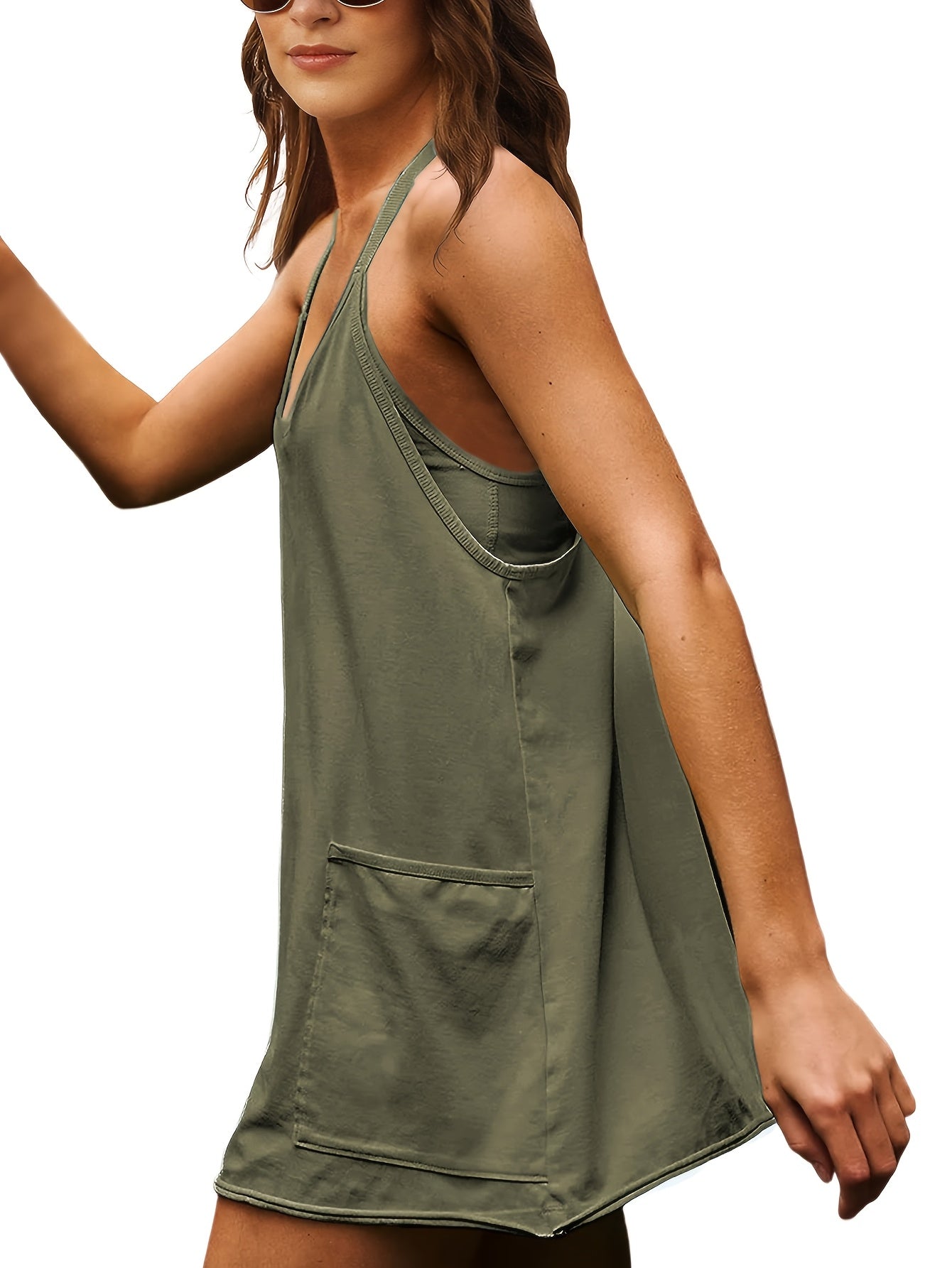 Women'S Summer V-neck Spaghetti Strap Sleeveless Dress