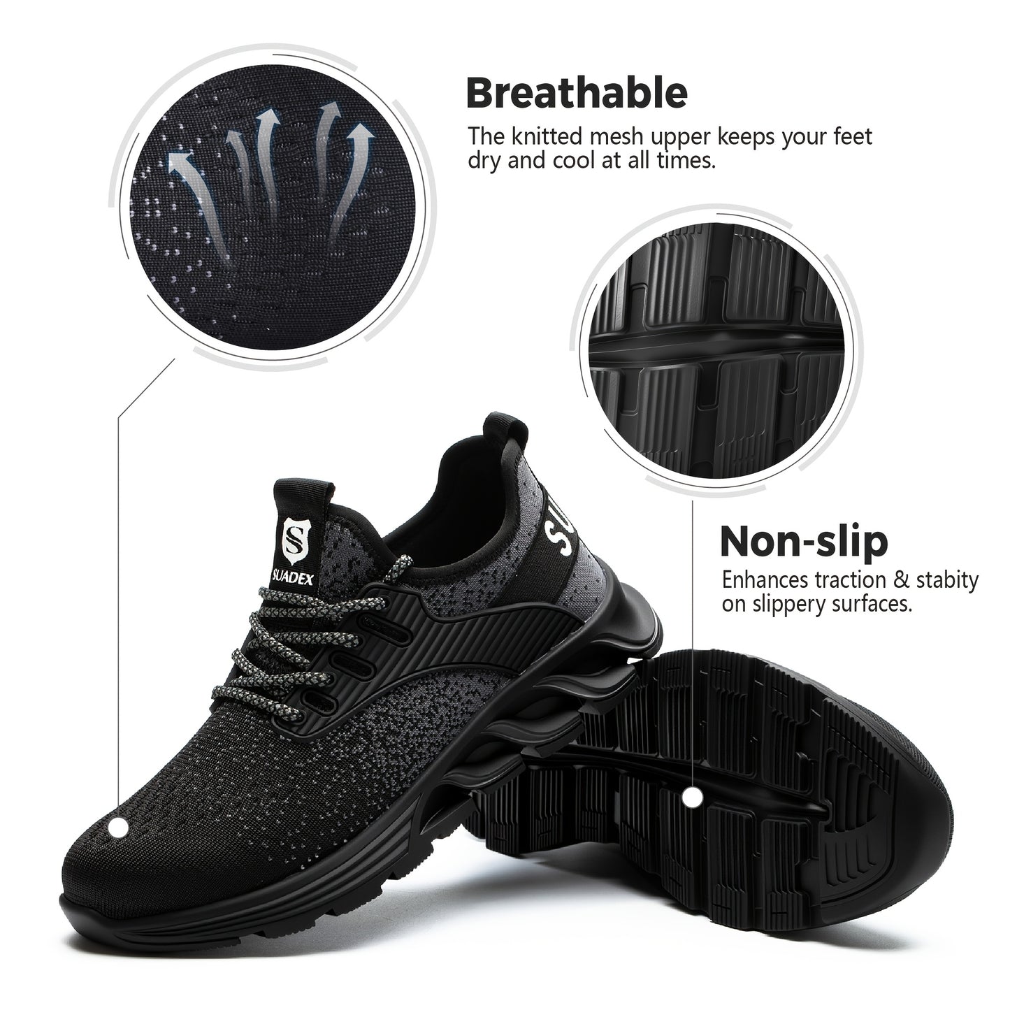 Men Women Steel Toe Sneakers Work Shoes Lightweight Comfortable Shoes Slip-Resistant Composite Toe Shoes for Construction