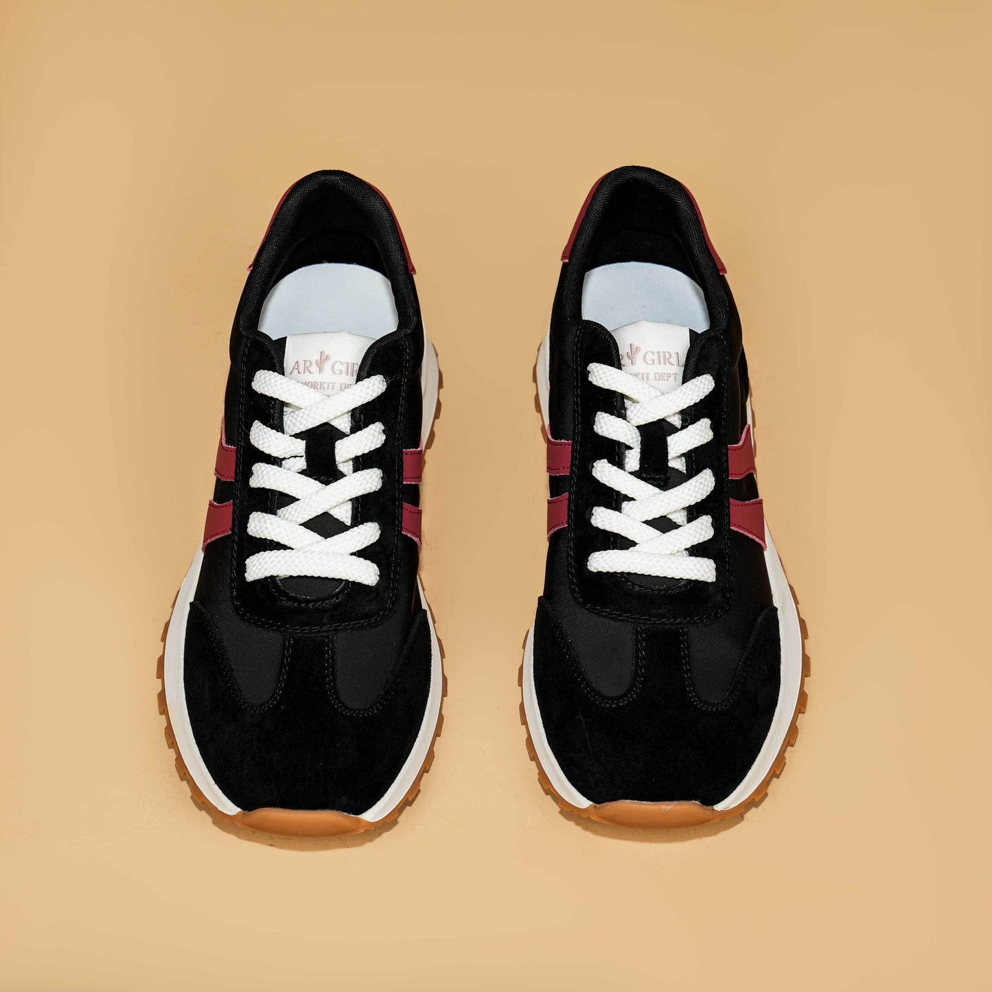 Women's Genuine Leather Chunky Lug Sole Lace Up Running Shoes Casual Designed Fashion Sporty Sneakers AA1127n