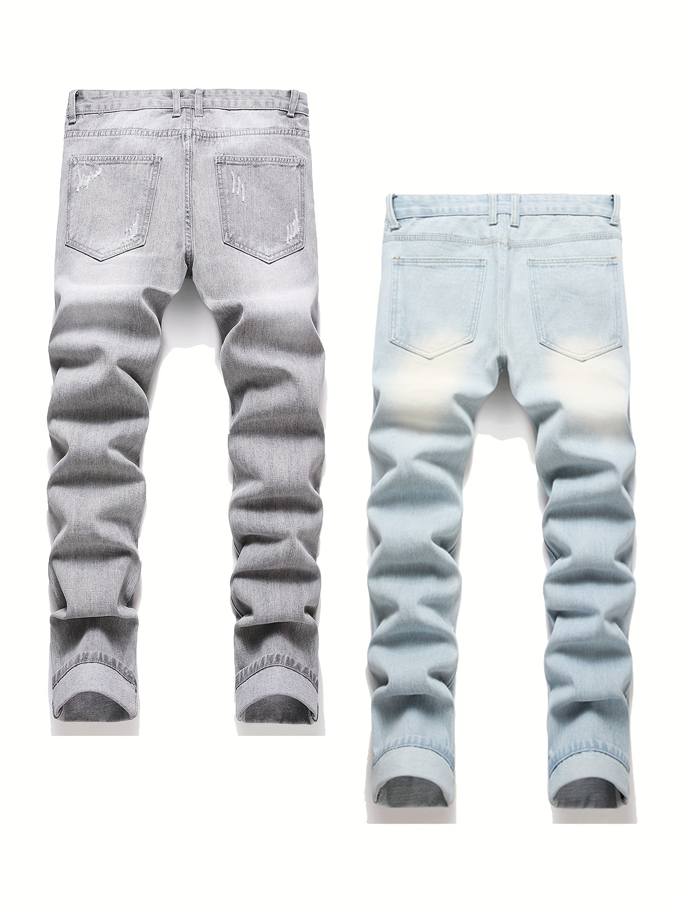 Men'S Torn Denim, Retro Faded Tapered Trousers, Basic Design, Slim Cut, Casual Pants for All Seasons, Ideal for Fall And Winter, Particularly for Christmas, Halloween, And Thanksgiving Presents