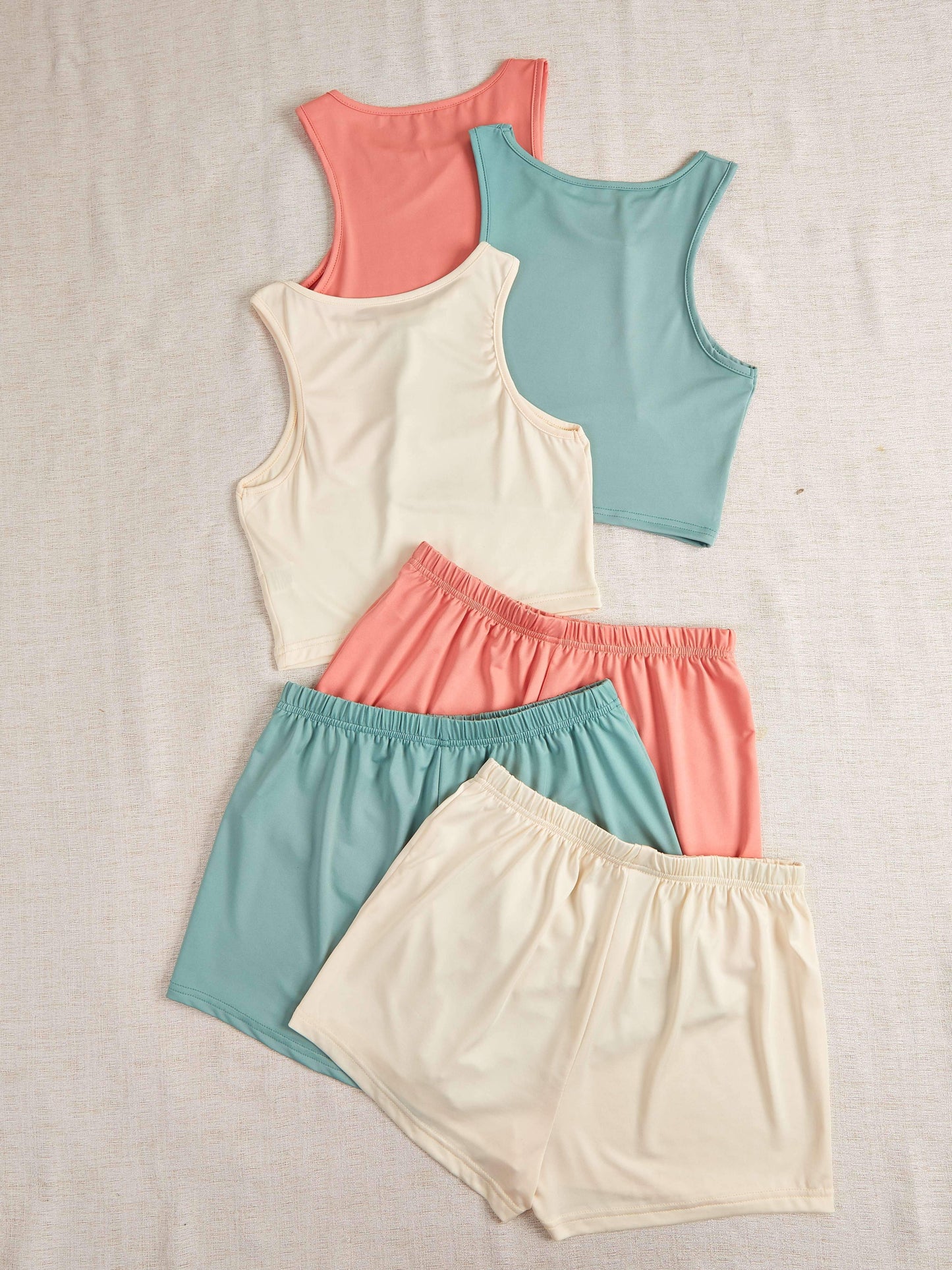 Six-piece Set of Candy-colored Basic Tank Top Loungewear