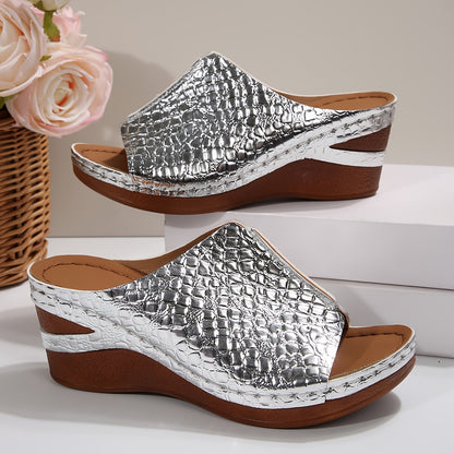 Comfortable And Stylish Slip-On Sandals For Women, Perfect For Both Indoor And Outdoor Use, Featuring A Round Toe Design, Ideal For Casual Wear And Holidays With A Wedge Midsole, Sandals For Women Summer, Womens Sandals, Womens Shoes