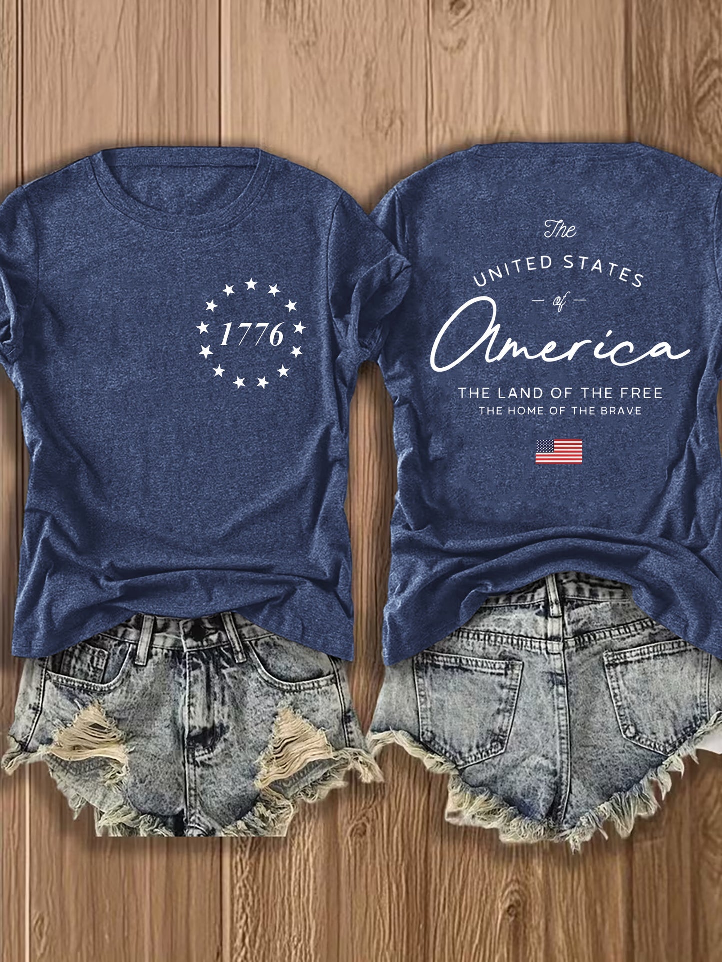 Women' US Flag T-Shirt with 1776 Design & American Symbols - Breathable Short Sleeve Top, Casual Streetwear Blouse-Compatible for - Wear Suitable for Fall Outfits, 4th of, Casual Attire, Machine Washable Non-