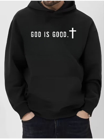 Men's Festive Graphic Hoodie - Loose Fit Holiday Print