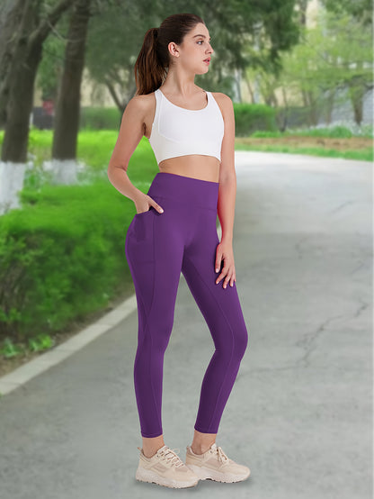 230g Women's Leggings Set of 3 High Waist Breathable with Pockets Compression Tights Multi-Color Suitable for All Seasons Daily Sports Fitness Yoga Shapewear