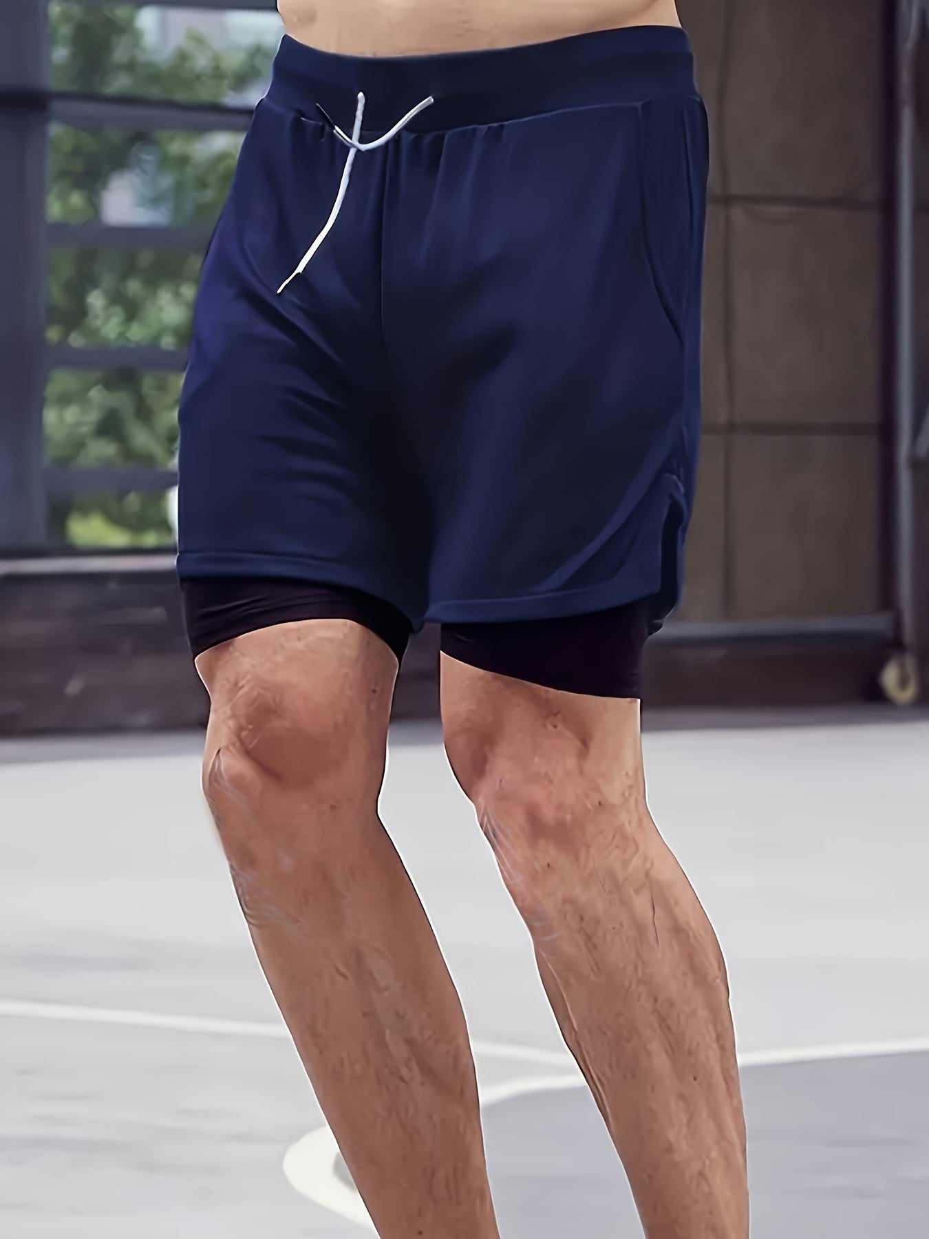 2-Piece Set Mens Running Shorts, 2-in-1 Shorts, Workout Running Shorts For Men, 7-Inch Gym Yoga Outdoor Sports Shorts