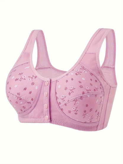 7pcs Women's Wireless Bra Matching Underwear - Seamless Breathable Front-Closure, Soft Comfortable Full Bust Coverage, Minimalist Elegant Non- Bra for Daily Wear, Suitable for