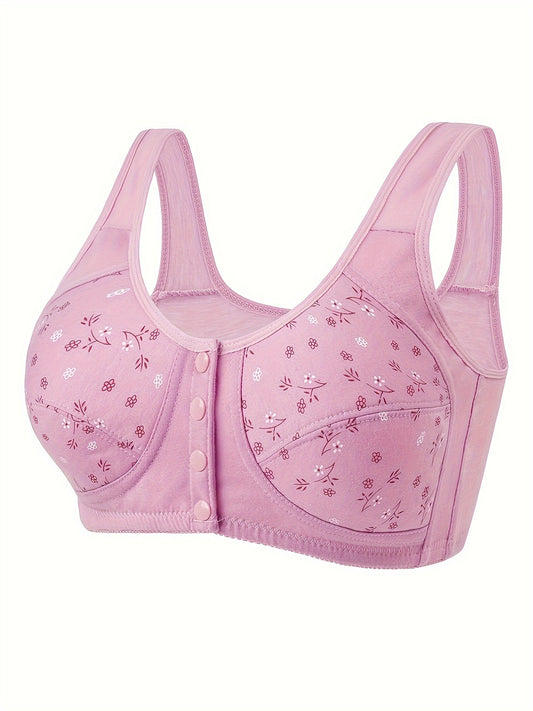 7pcs Women's Wireless Bra Matching Underwear - Seamless Breathable Front-Closure, Soft Comfortable Full Bust Coverage, Minimalist Elegant Non- Bra for Daily Wear, Suitable for