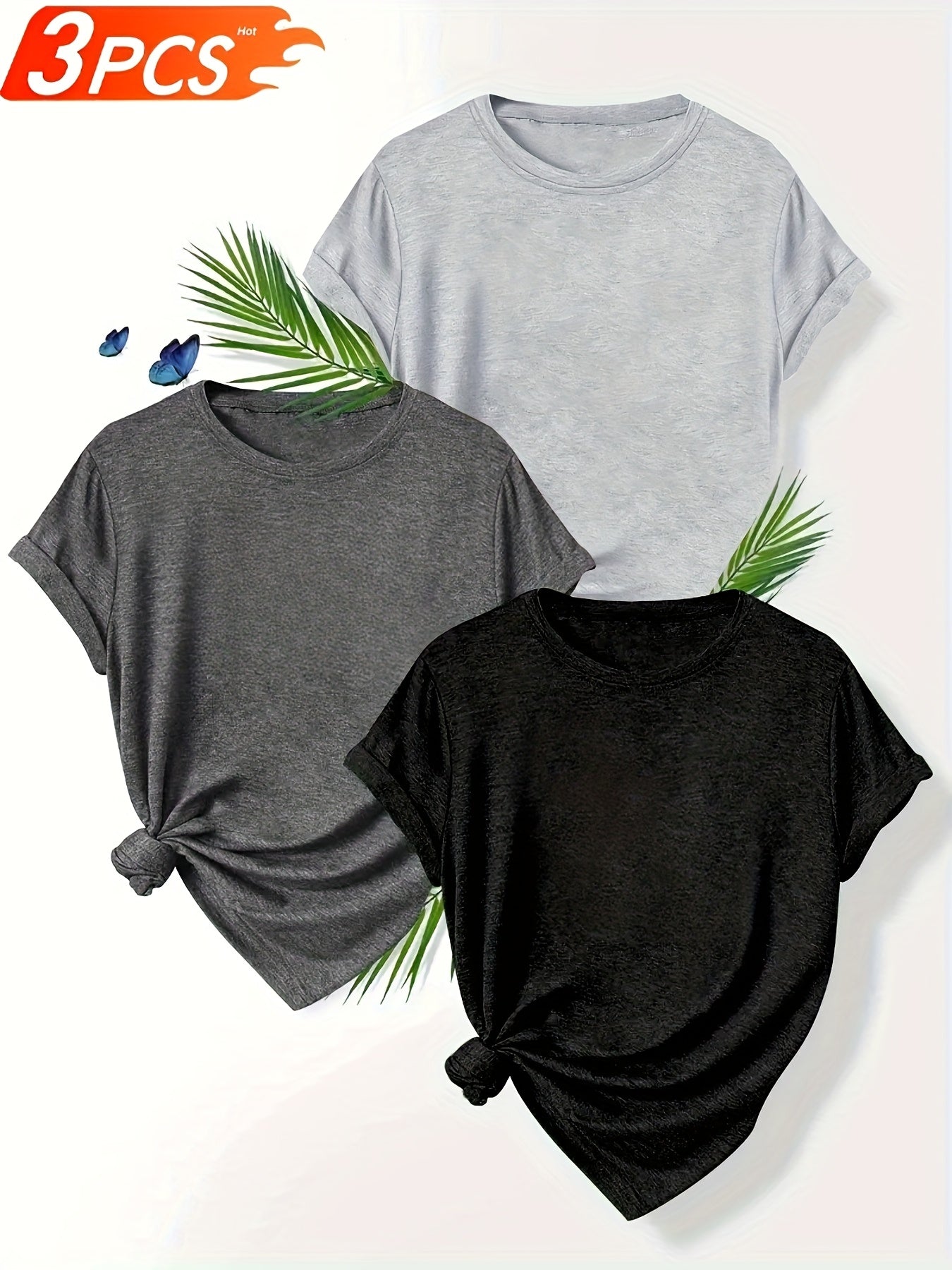 A Set of Three Women'S T-Shirts in Breathable, Comfortable, And Versatile Minimalist Designs - Enhance Your Wardrobe for Any Event with These Easy Yet Stylish Pieces