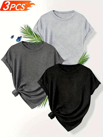 A Set of Three Women'S T-Shirts in Breathable, Comfortable, And Versatile Minimalist Designs - Enhance Your Wardrobe for Any Event with These Easy Yet Stylish Pieces