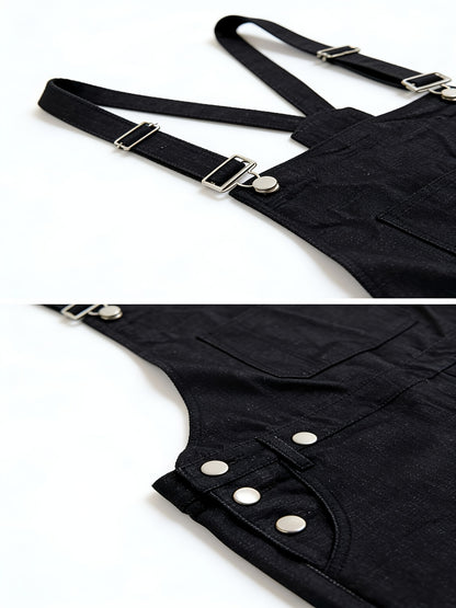 Plus-size Men's Loose-fitting Overalls, Suitable for Plus-size Men. Adjustable Straps, Durable Black Fabric, Suitable for Work And Outdoor Wear., PLUS SIZE