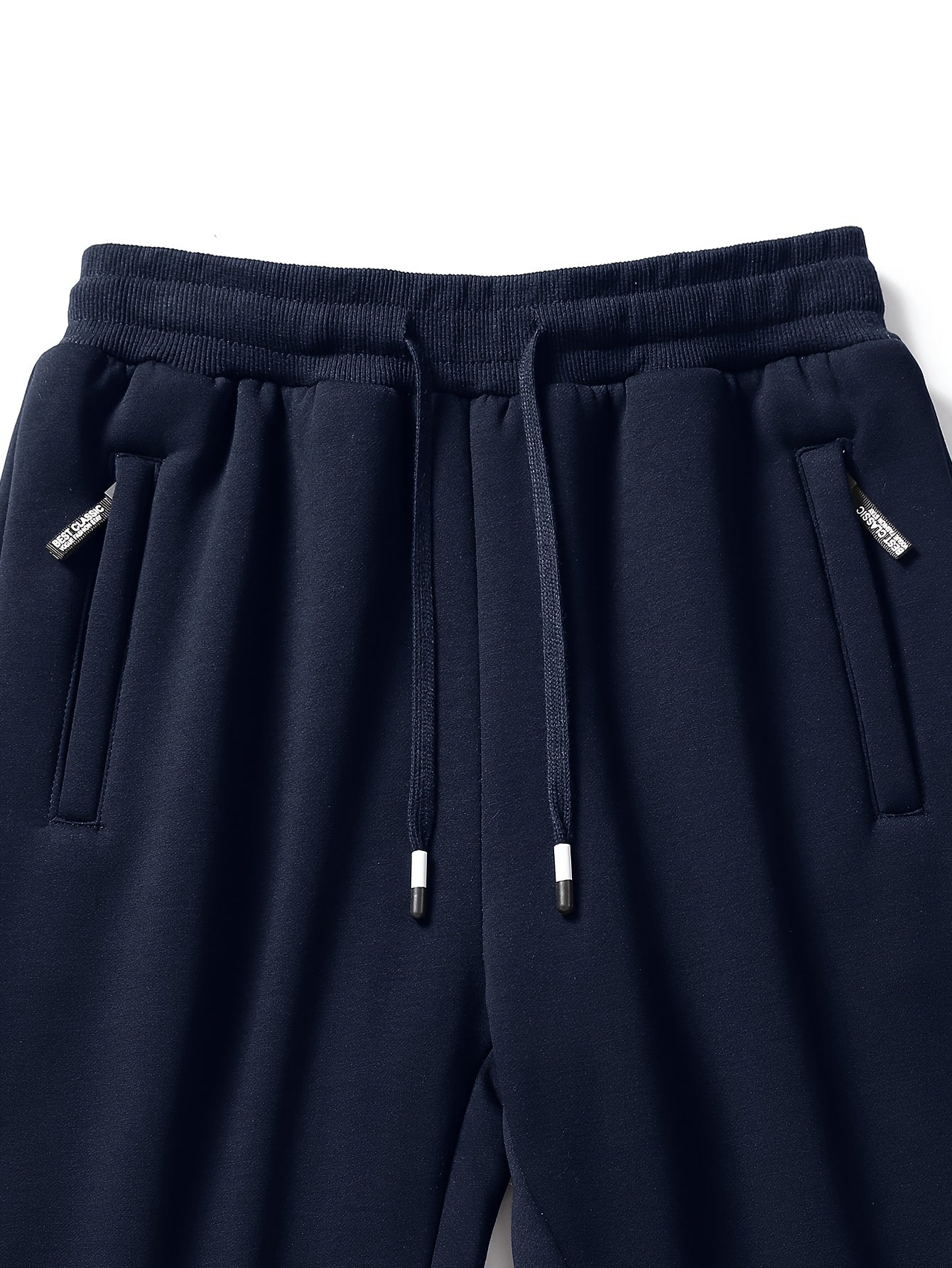 2pcs Winter Men's Warm Lamb's Fleece Casual Pants, Loose-Fit Essential for Home and Daily Wear, Simple Fleece-Lined Casual Pants with Elastic Waistband, Hidden Zipper Pocket Design, Cuffed Hem for Warmth, Loose and Long Fit. Simple and Versatile