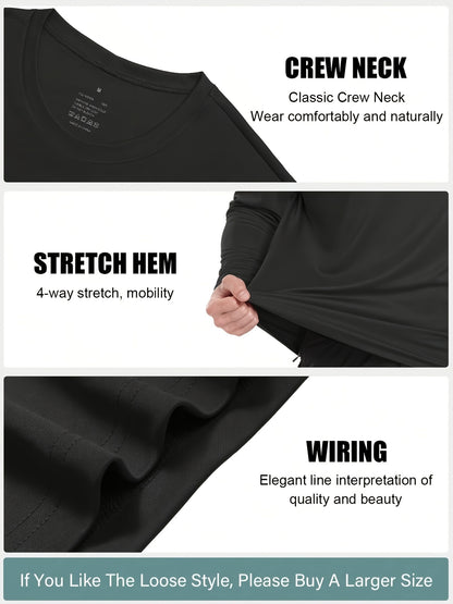 5-pack Men's Quick-drying Breathable Long-sleeve Sports T-shirts,, Suitable for Fitness, Commuting, Running, And Training