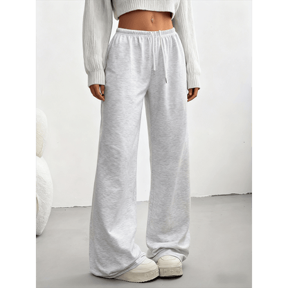 2pcs Women's Casual Wide-leg Pants with Elastic Waistband and Pockets - Elastic, Loose-fitting, Solid Color (black and Gray), Suitable for All Seasons, Comfortable Clothing | Loose Pants | Medium Elastic, Women's Jogging Pants/ Sweatpants/ Training