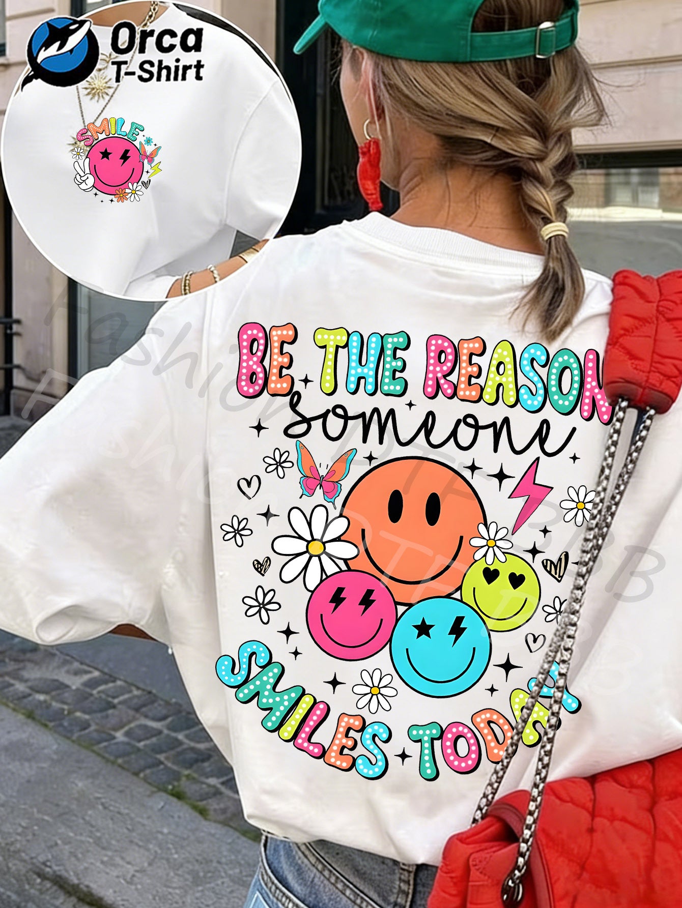 A Casual Women'S T-Shirt Made of 100% Featuring a Retro Print of Smiling Face Daisies That Radiate Positive Energy. This Y2K Style Has Short Sleeves And a Loose Round Neck