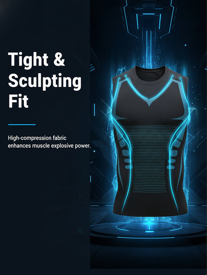 Men'S Summer Tank Top (3pcs Set): High-Quality Fabric Top With Soft, Comfortable, And Highly Elastic Material; Sleeveless, Quick-Drying, And Breathable; Sci-Fi Stripe Design, Perfect For Sports, Fitness, Outdoor Activities, And Home Wear