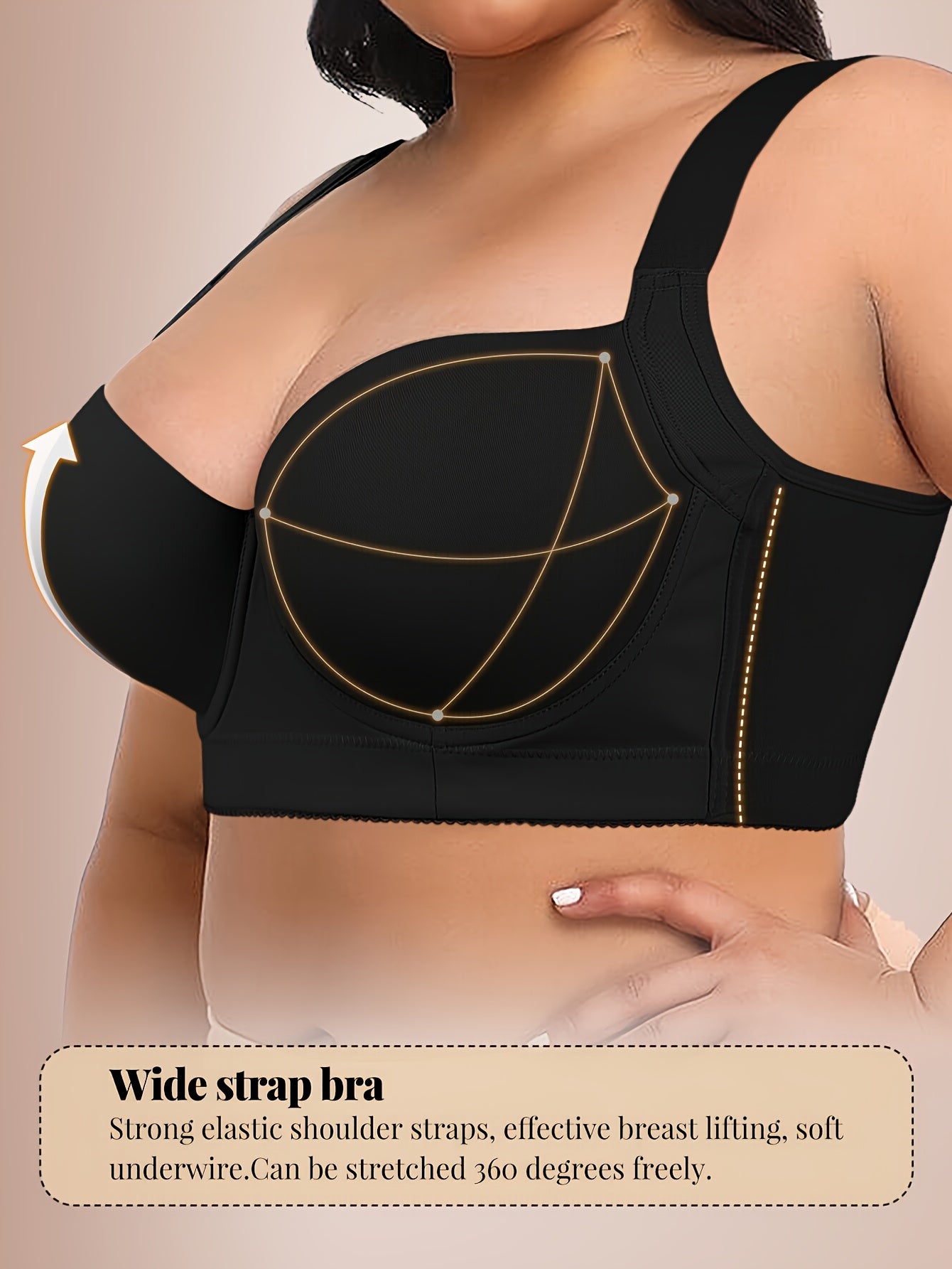 Seamless Large Size Push-up Bra for Women with Wide Shoulder Straps, Comfortable And Simple Bra