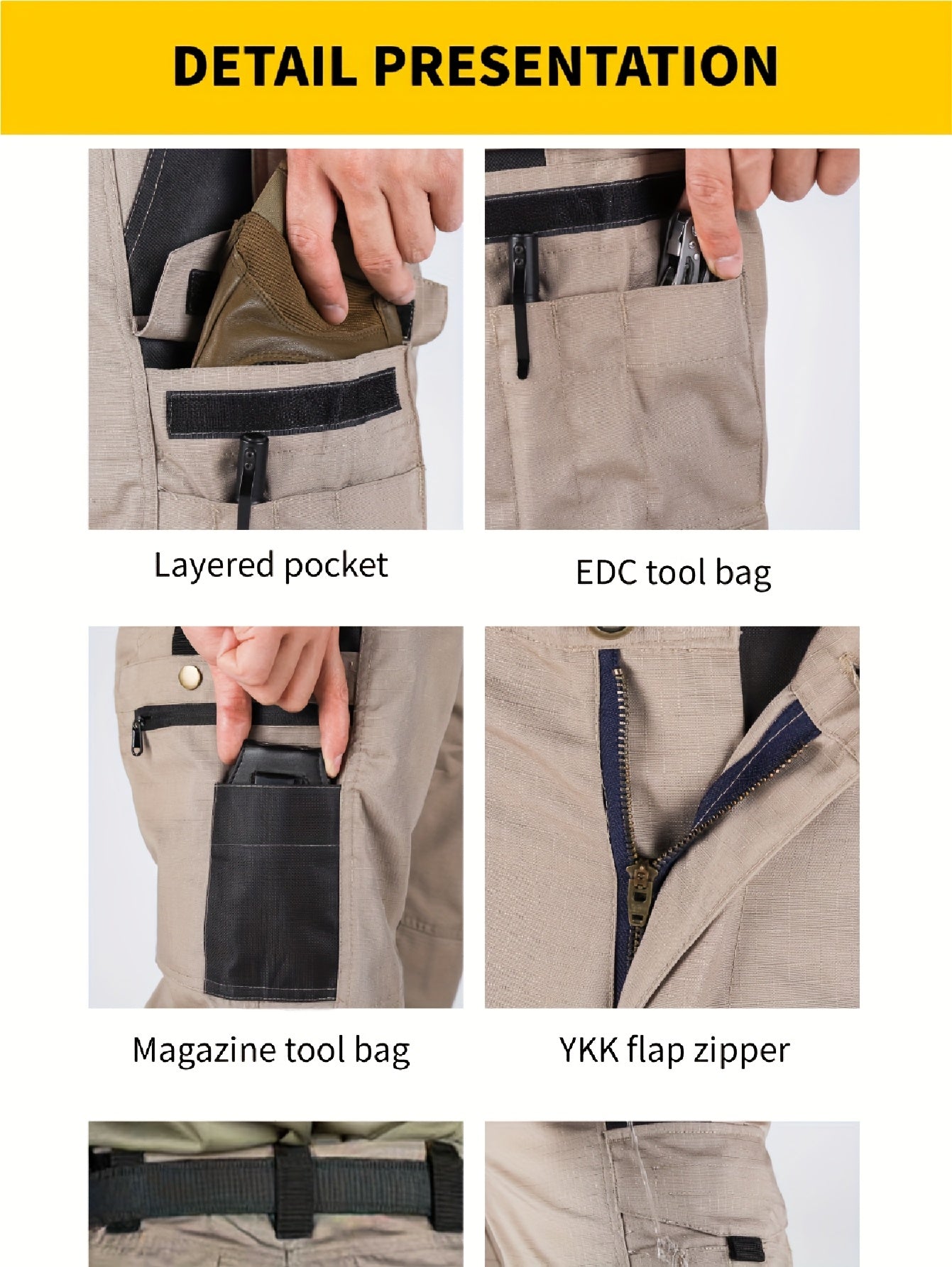2pcs Set, Men'S Outdoor Cargo Pants, Multi-Functional Pockets, Lightweight, Ripstop, Durable Work Pants, for Camping Hiking Fishing, Suitable for Spring Summer And Autumn Seasons
