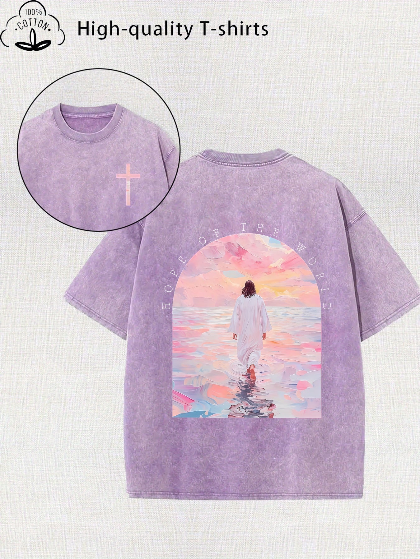 Women'S Trendy Printed Retro Washed T-Shirt - 230G Thick, Retro Street Style Crew Neck Short Sleeve, Machine Washable, Perfect for Spring/Summer Casual Wear, Unique Loose Fit Women'S T-Shirt