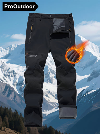 Men's Winter Fleece Pants Outdoor Softshell Pants Thickened Warm Lined Camping Fishing Trekking Hiking Pants Casual Trousers