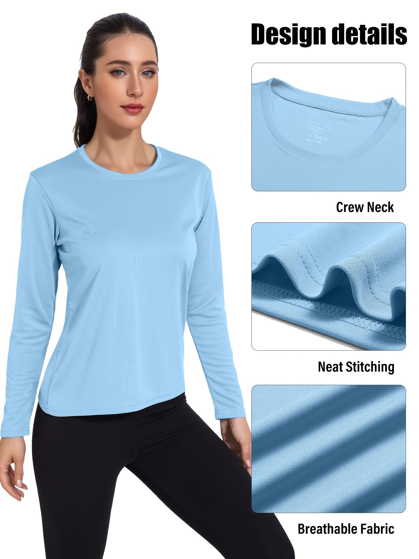 5pcs Women's Quick-drying And Breathable Long-sleeved T-shirt Set, Basic Base Layer for Training, Moisture-wicking, Women's S Tops, Suitable for Casual Attire.