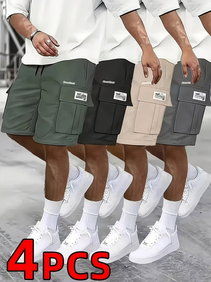 4pcs Men'S Sports Large Pocket Capacity Workwear Practical Shorts for Work