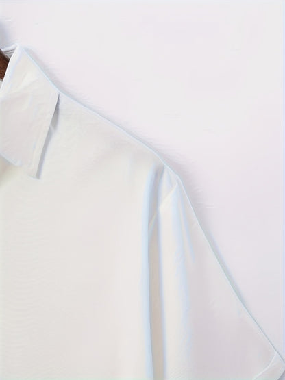Men's Solid Color Shirt - Collared Short Sleeve 001061