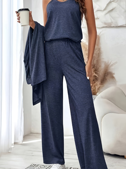 Women's Three-piece Outfit - Large Size Long Cardigan Pullover Casual Pants Set, Perfect For Spring/Autumn 2025, Highly Versatile Set