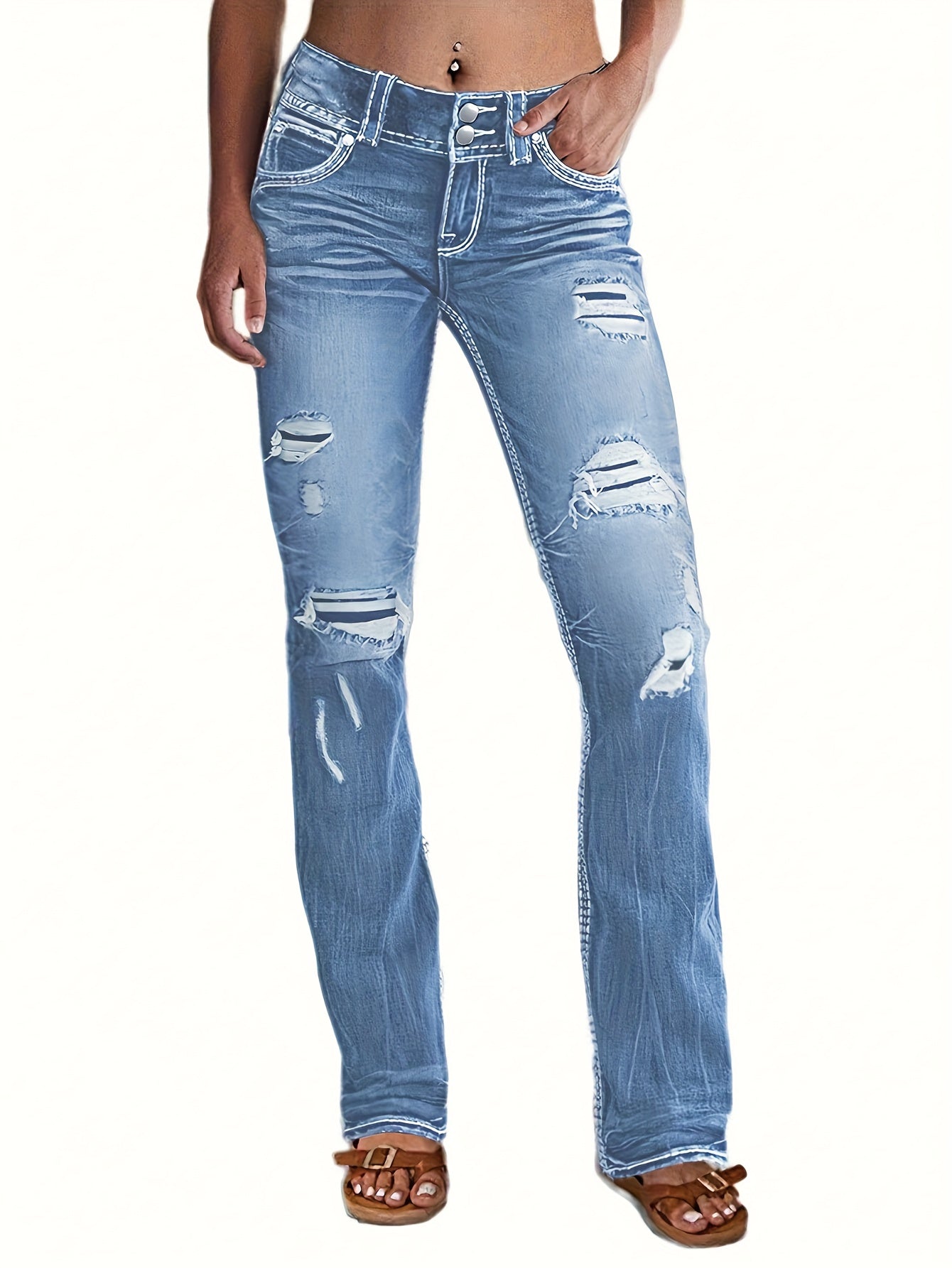 Non-stretch Multi-pocket Design, Classic Zipper Button, Fashionable Casual Versatile Jeans