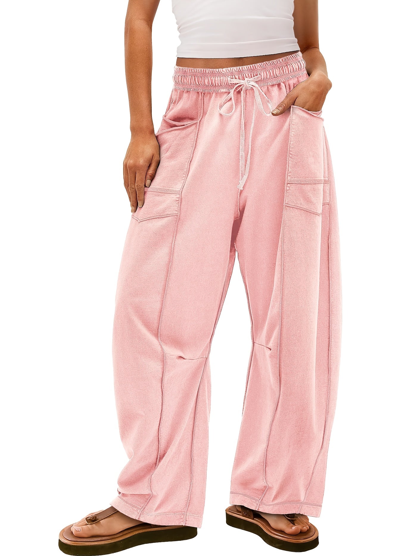 Women'S Loose Wide Leg Pants Casual Summer Wide Leg Pants Drawstring Waist Casual Pants