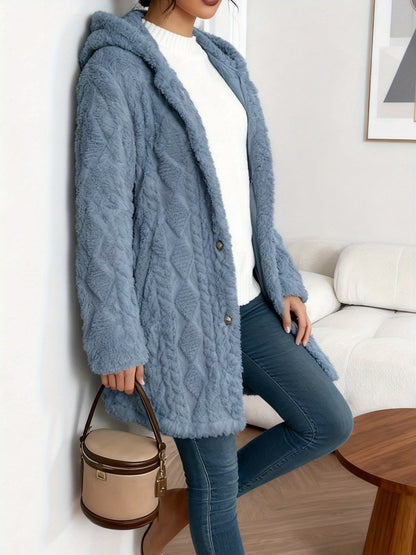 Oversized Chunky Cable Cardigan for Women in Soft Pink, Featuring an Open Front And Long Sleeves. This Winter Coat Is Perfect for Casual And Semi-Formal Fall And Winter Outfits, Designed Without Buttons