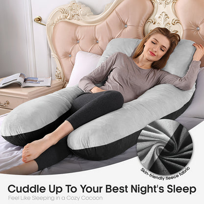 Wndy'S Dream Summer Cool Pregnancy Pillow, Cooling Velvet Body Pillow, 43.31inch 1950G Ergonomic Support, Skin-Friendly Sweat-Free Fabric, Washable Cover, Full Body Support for Pregnant Women