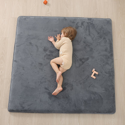 Thickened Japanese Tatami Mat, Comfortable Coral Velvet Baby Playmat for Floor, 1.2"(2.8Cm) Thick Foam Crawling Rug for Kids, Nursery, 50"X50" Playpen Mat, Yoga Mat for Living Room, Easy Care with Non-Slip Cushioned