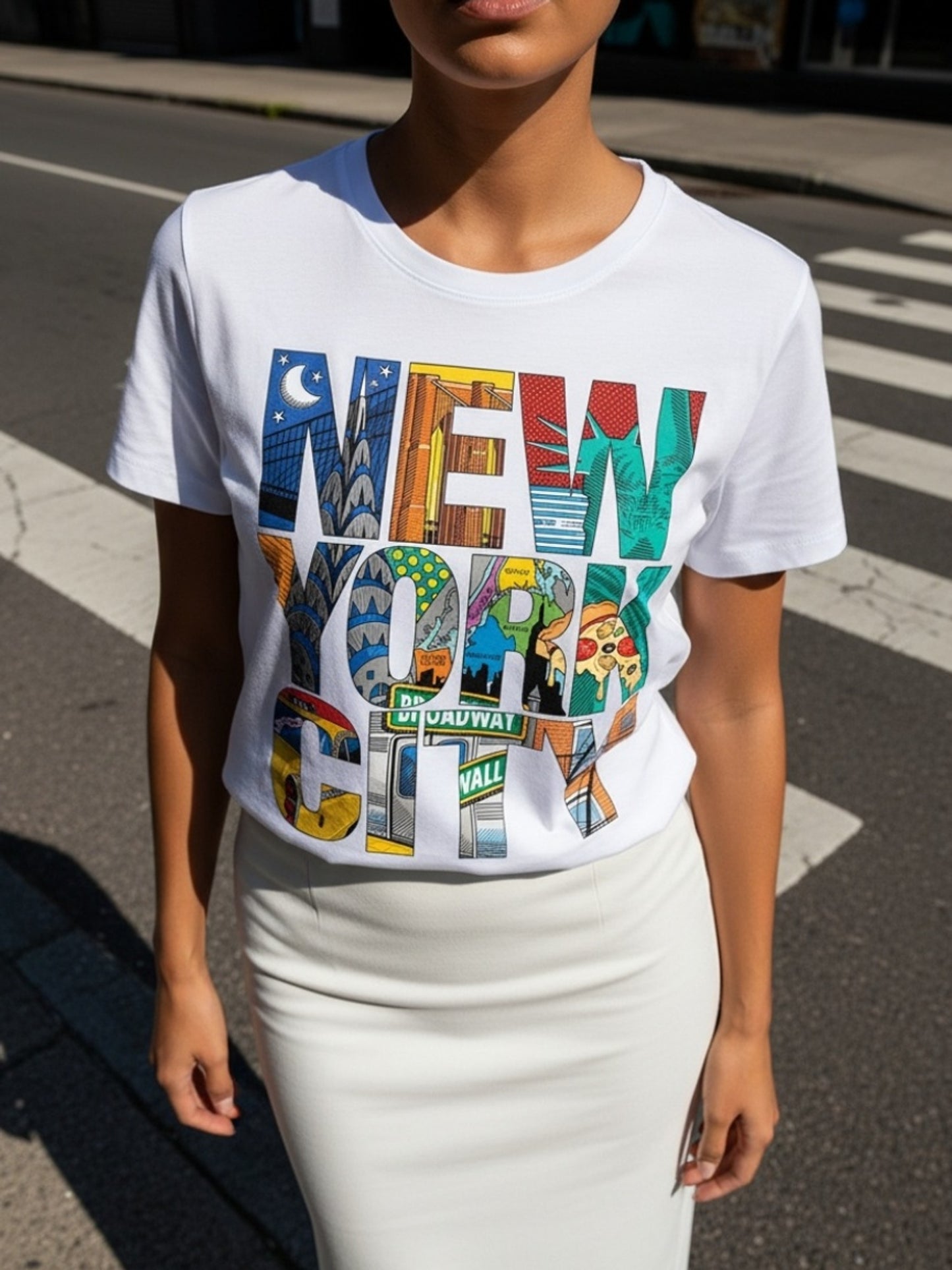 New York City Orienteering T-Shirt - Short Sleeve Casual Round Neck Tee with NYC Skyline & Geometric Map, Machine Washable - Urban Navigation Top